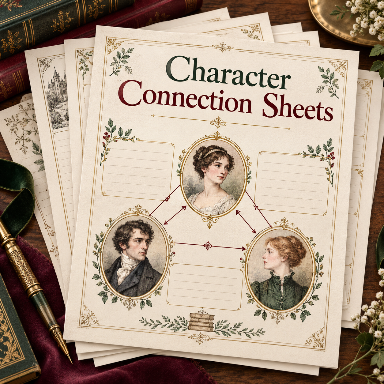 Character Connection Sheets physical material mockup