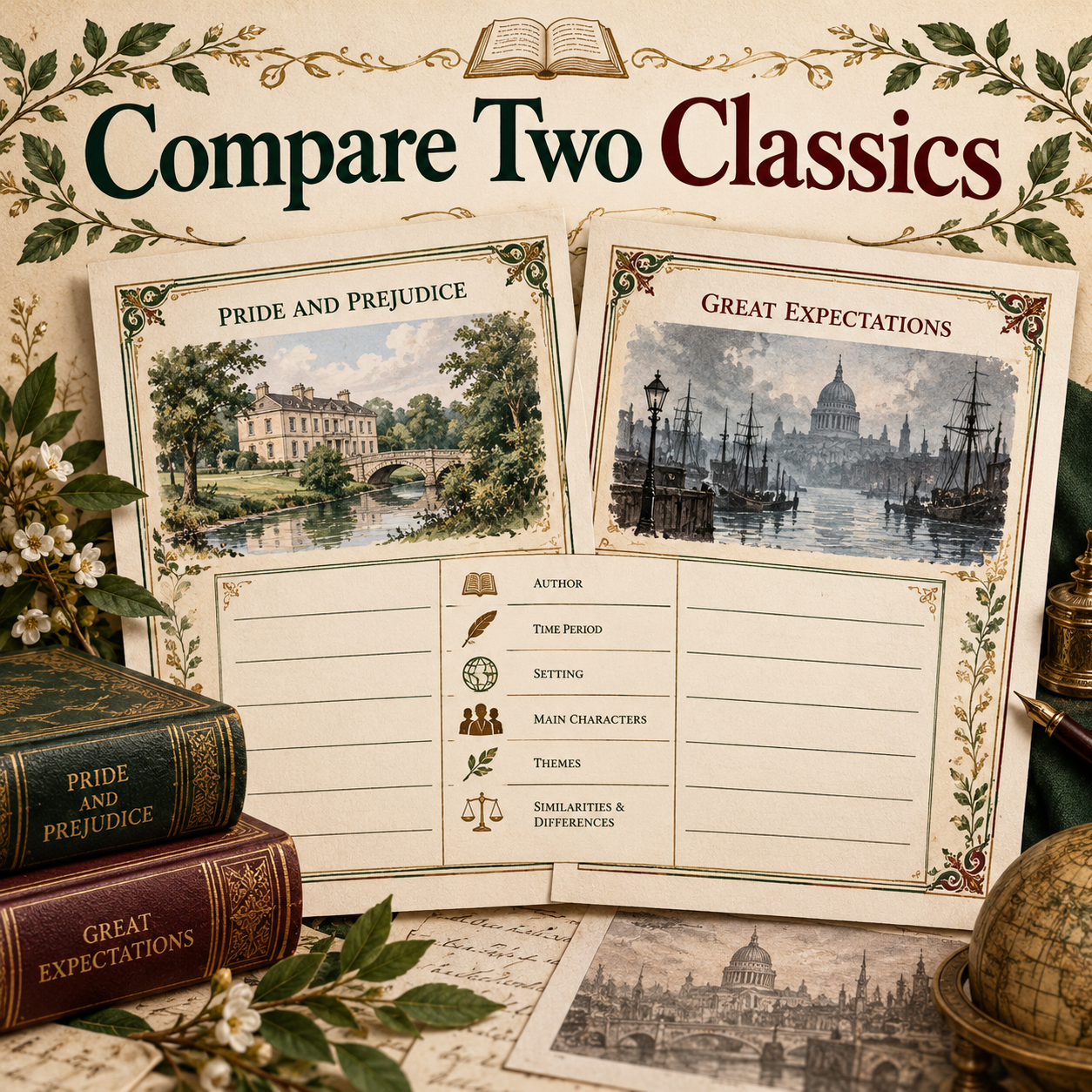 Compare Two Classics physical material mockup