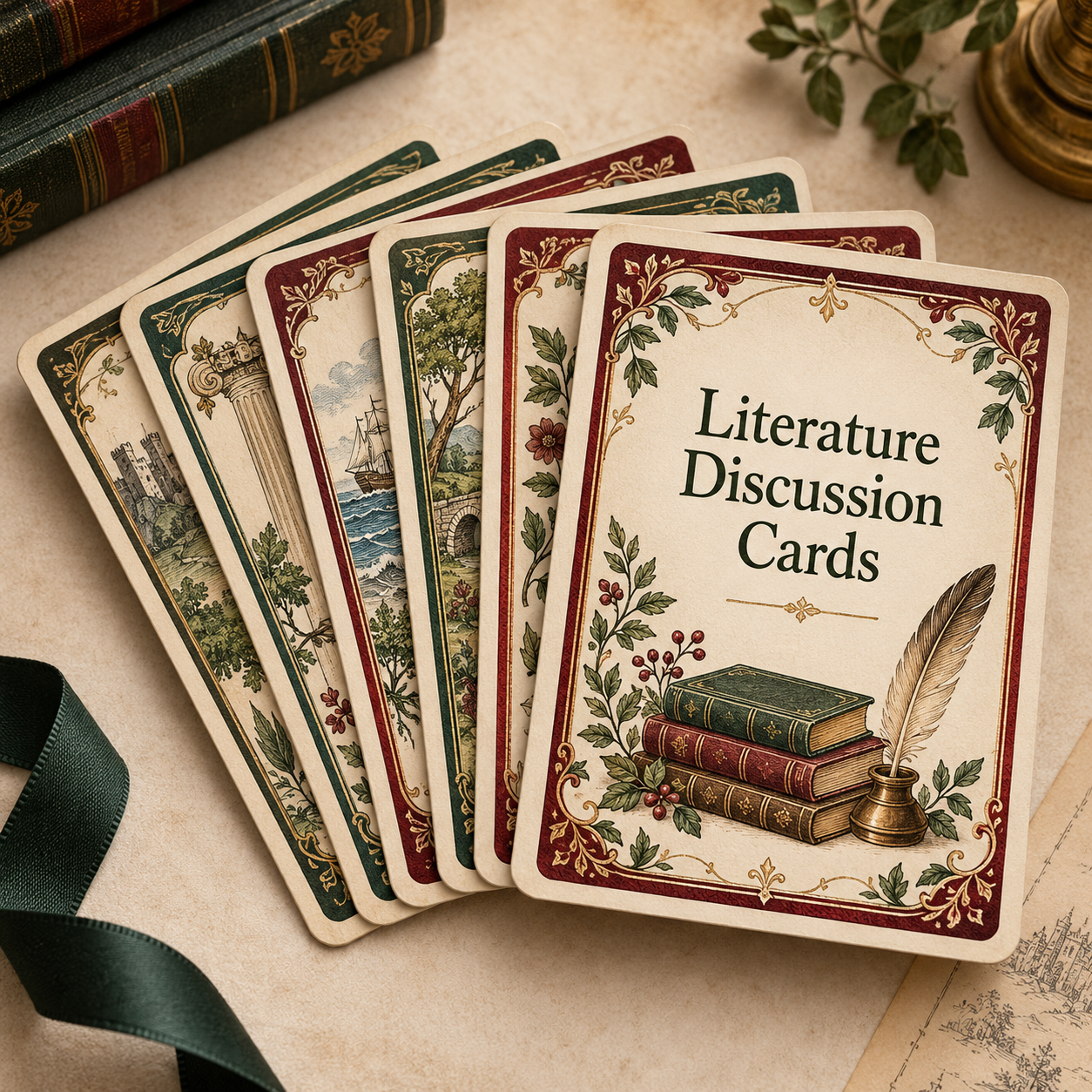 Literature Discussion Cards physical material mockup